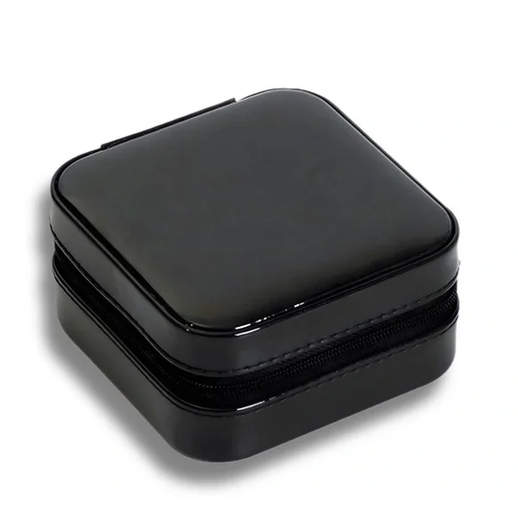 ❀ Black Jewelry Box Storage Organizer Zipper Travel Case Pouch - Picture 4 of 7